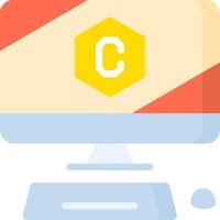 A computer monitor with a yellow and orange hexagon on it vector
