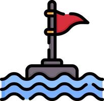 A red flag on a pole in the water vector