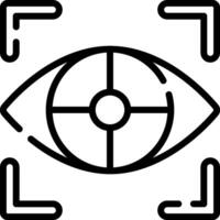 A black and white image of an eye with a cross on it vector