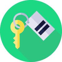 A flat icon of a key and a key chain vector