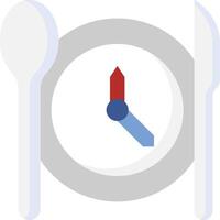 A clock and fork and spoon are shown on a plate vector
