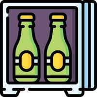 Two bottles of beer in a refrigerator icon vector