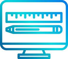 A computer monitor with a ruler and pencil vector