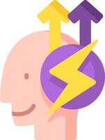 An illustration of a head with a lightning bolt coming out of it vector