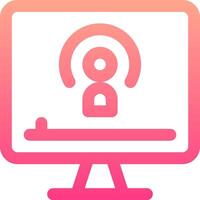 A computer monitor with a pink and orange icon vector