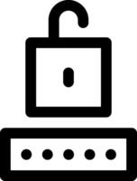 A black and white image of a padlock vector