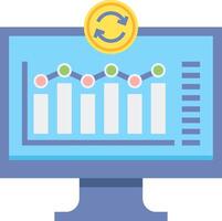 A computer monitor with a coin and bar chart vector