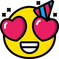 A cartoon smiley face with a party hat on it vector