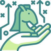 A hand holding a horse in front of a computer vector