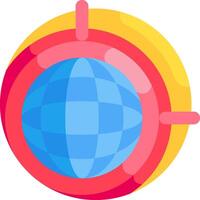 A colorful globe with a yellow and pink background vector