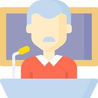 A man is giving a speech in front of a podium vector