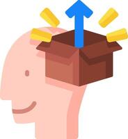 A person with a box on their head and an arrow pointing up vector