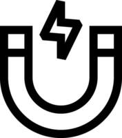 A black and white image of a magnet with a lightning bolt vector