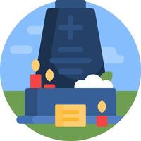 A tombstone with candles and a cross vector