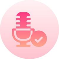 A microphone and check mark icon on a pink background vector
