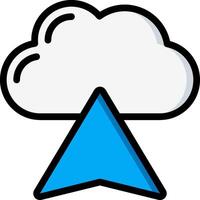 A cloud with a blue arrow pointing to it vector