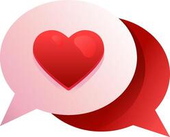 A heart in a speech bubble with a red speech bubble vector