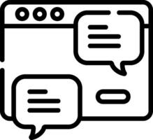 A black and white icon of two speech bubbles vector