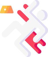 A person falling down with a red and white object vector