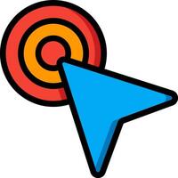 A blue arrow with a red target on it vector