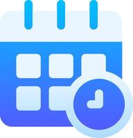 A calendar icon with a clock on it vector