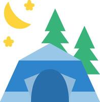 A tent with trees and a moon in the background vector