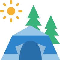 A tent with trees and sun in the background vector