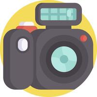 A camera with a flash on it vector