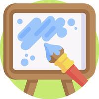 A paintbrush is holding a paintbrush on a easel vector