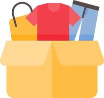 An open box with clothes and bags inside vector