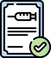 A syringe and check are on a paper vector
