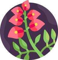 A flower with leaves and red petals in a circle vector