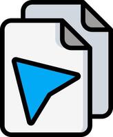 A file icon with a blue triangle vector