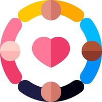 A group of people holding hands in a circle vector