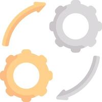 Four gears with arrows pointing to each other vector