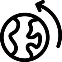 A black and white image of a globe with an arrow pointing to it vector