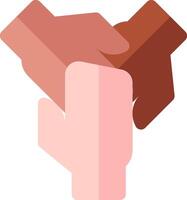 Two hands holding each other in a flat design vector
