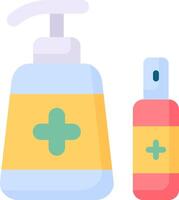 A bottle of hand sanitizer and a bottle of soap vector
