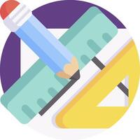 A pencil and ruler are sitting on top of a paper vector