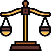 A scale of justice icon with a balance on top vector