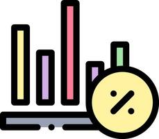 A bar graph with a percentage sign on it vector