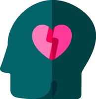 A broken heart is shown in the head of a man vector