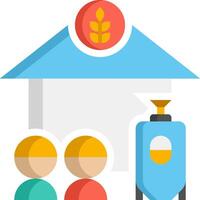 A house with a wheat grain and a man standing next to it vector