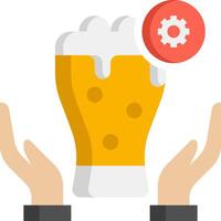 Hands holding a beer with gears on it vector