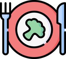 A plate with broccoli and fork and knife vector