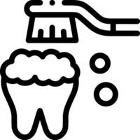 A toothbrush and toothpaste are shown in a black and white line vector