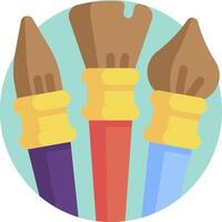 Three brushes are shown in a circle vector