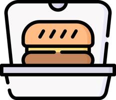 A hamburger in a container on a white background vector