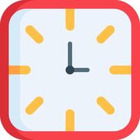 A clock icon with a red frame and yellow hands vector