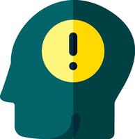 An icon of a head with a yellow exclamation mark on it vector